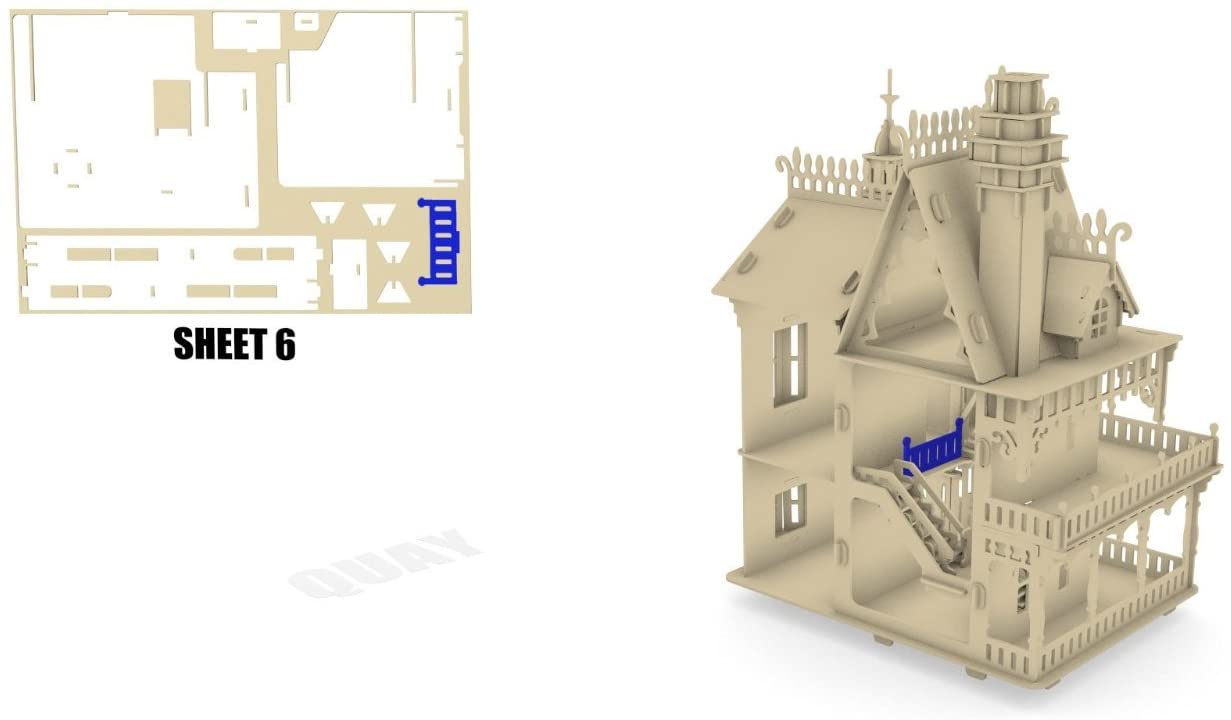 Quay Fantasy Villa Kit Costruzione In Legno FSC - Modellino 51x38x27 Cm Da Montare E Colorare