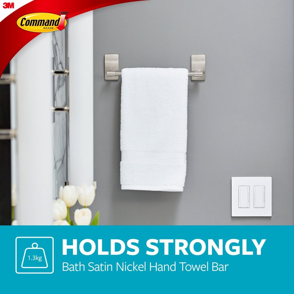 3M Command Satin Nickel Bath Hand Towel Bar