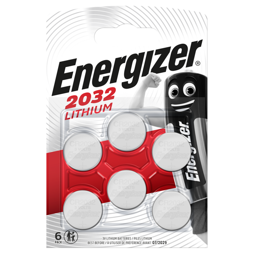 Energizer CR 2032 3V Lithium Coin Cell Battery Pack of 6