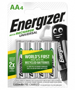 Energizer Universal Rechargeable NiMH AA Batteries 1300mAh - Pack of 4