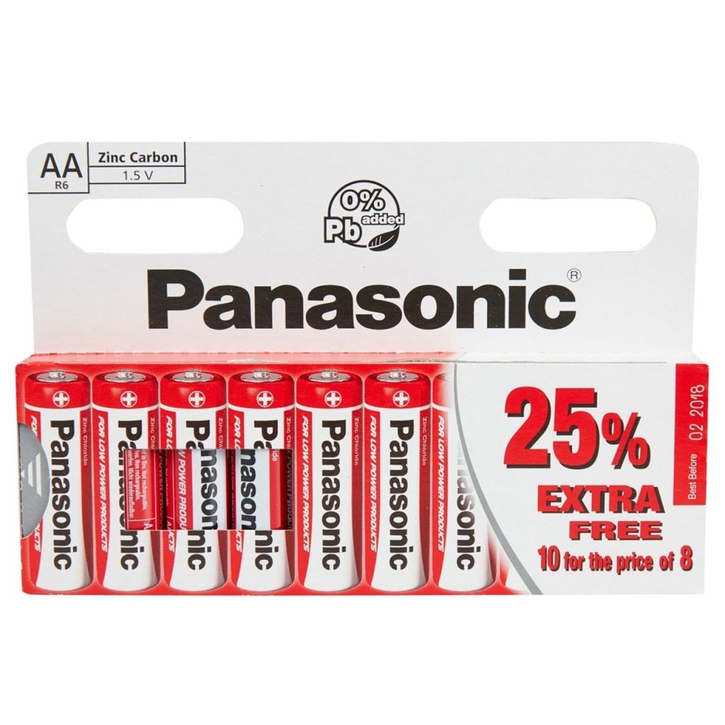 Panasonic AA Zinc Carbon Batteries 1.5V Pack of 10
